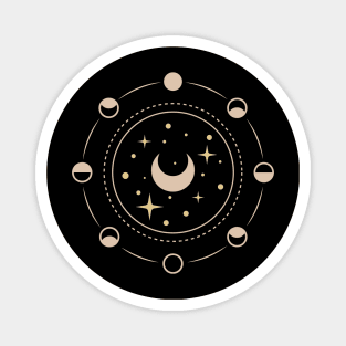 Minimalist line art astrology design with moon phases Magnet